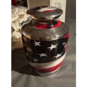 American Flag Cremation Urns for Human Ashes Adult Male for Funeral or Home.